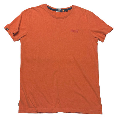 Superdry Essential Logo Men s Cotton Tee T-shirt Size Medium Rust Orange Heather