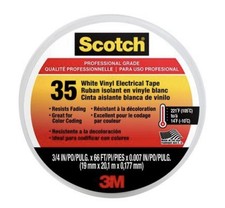 Scotch Vinyl Electrical Tape Professional Grade 3/4" x 66' - WHITE
