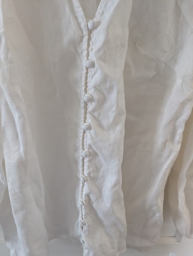 Maeve Anthropologie Shirt Plus Size 2x White 100% Linen V-Neck Balloon Sleeves - Picture 3 of 6