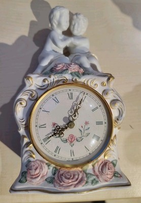 Franklin Mint The First Embrace Mantel Clock Porcelain Hand Painted