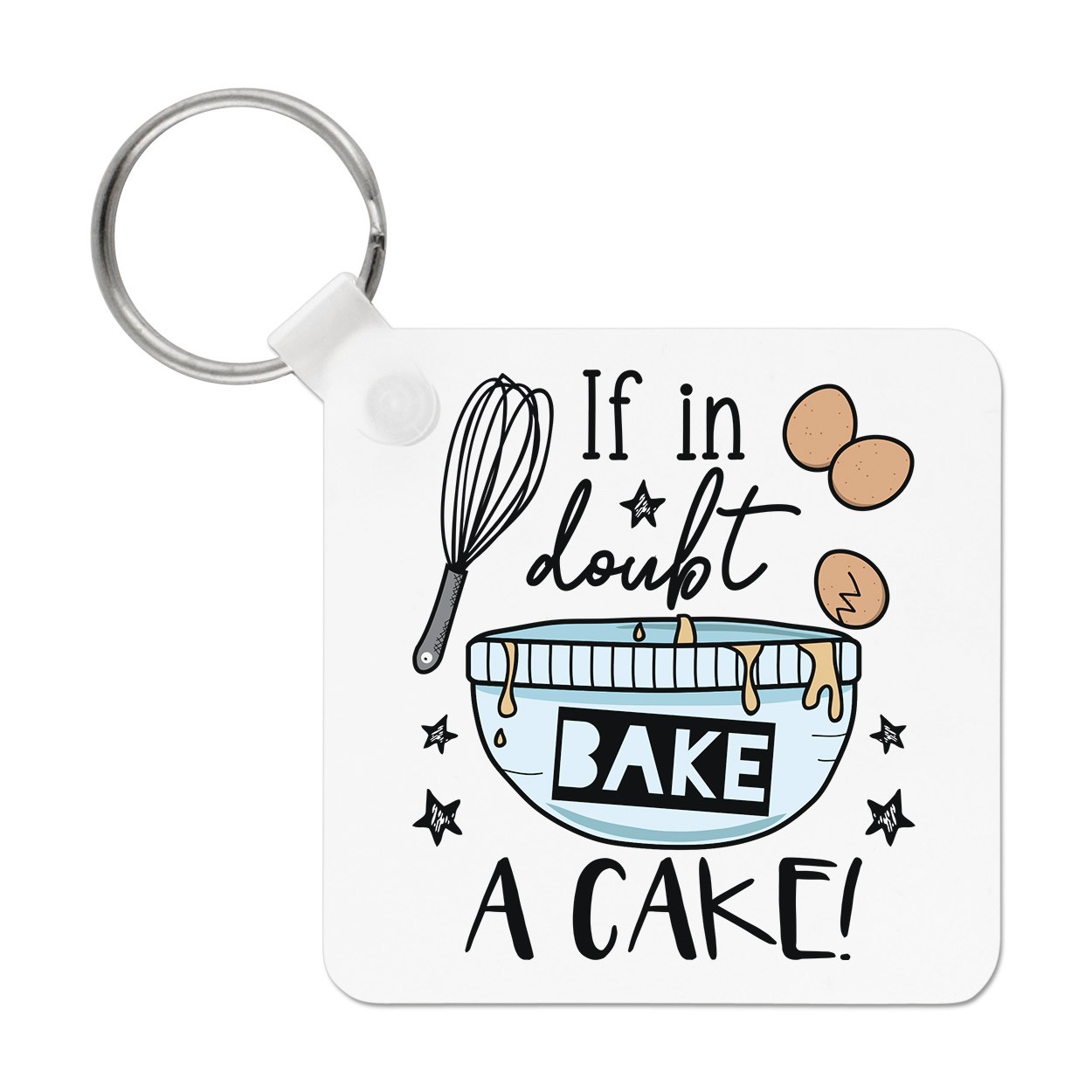 If In Doubt Bake A Cake Keyring Key Chain - Funny Joke Baking Cooking
