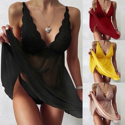 Modisches Kleid Einfarbig Damen Bequem Dessous M-3XL Nachthemd