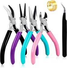 Jewelry Making Pliers Kit - 4Pcs Set with Needle Nose, Chain Nose, Round, and Cu