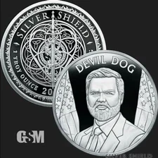2024 JD Vance Devil Dog Silver Shield 1 Troy oz .999 Fine Silver Proof Round