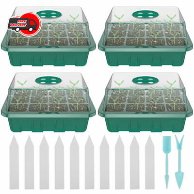Mini Greenhouse 4pcs 12 Compartments Indoor Nursery Box with Air Vent