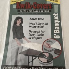 Fitted Table Cloth Cover 6 FT Feet Elastic Waterproof Indoor Outdoor Picnic New