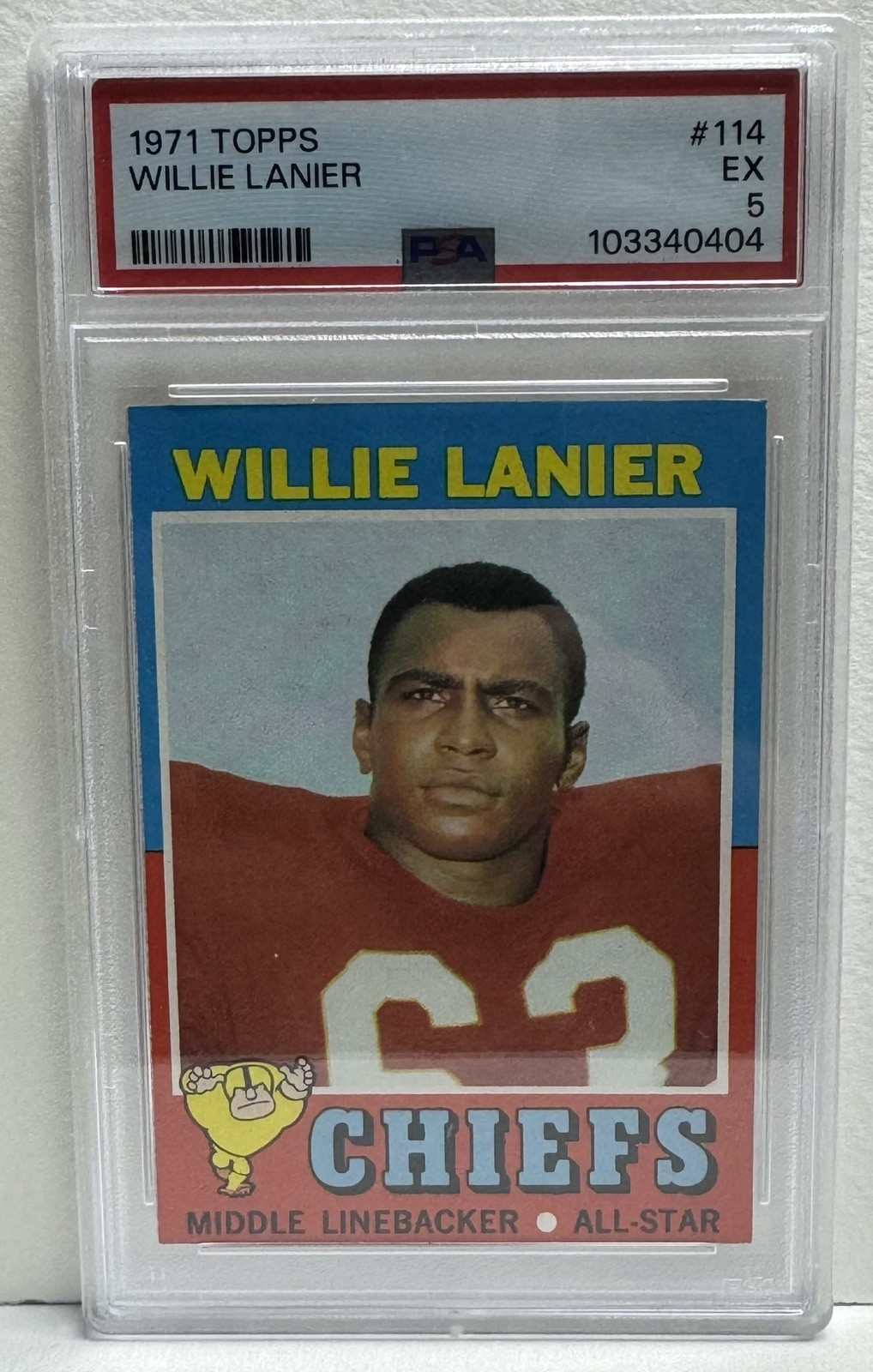 1971 Topps Willie Lanier Rookie RC All-Star #114 Chiefs PSA 5 HOF
