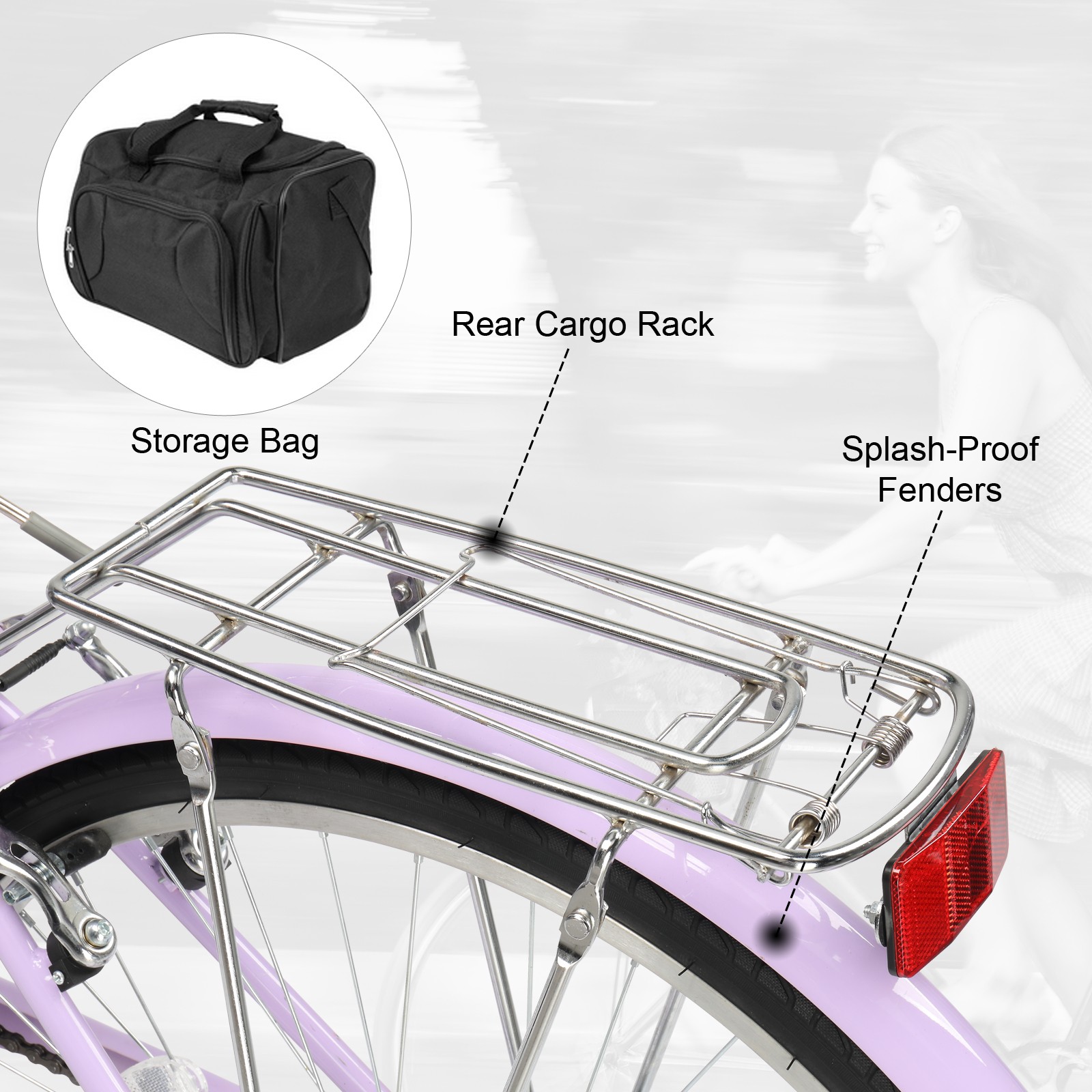 26 Inch Foldable Bike Folding Bicycle,7 Speed Beach Cruiser Bike