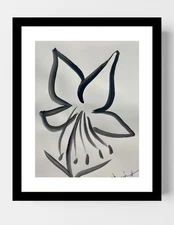 GUAJARDO Original Neo Expressionism Gaura Floral 12X9 Paper Signed Art