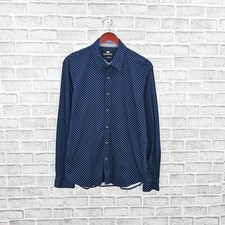 Butter Cloth Men's Button up Shirt 4 way stretch blue print size Large Reg fit