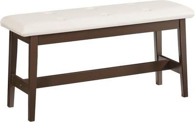 Dining Bench Bamboo Dining Room Bench W/ PU Leather Upholstered Seat Hallway