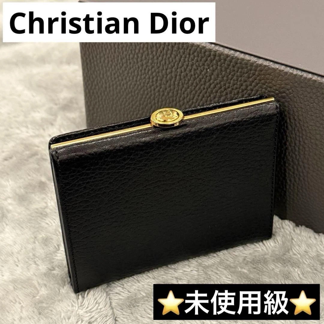 Portefeuille Dior Bi Pliable Cuir Noir Quincaillerie Dorée