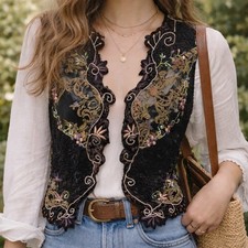 '90s Vintage Black Embroidered