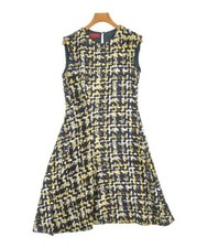 Carolina Herrera Dress Women's Chest 38cm Length 94.5cm Tweed Navy White Yellow