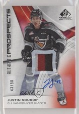 2019 Upper Deck SP Game Used CHL Edition Red 43/90 Justin Sourdif Patch Auto 2a9