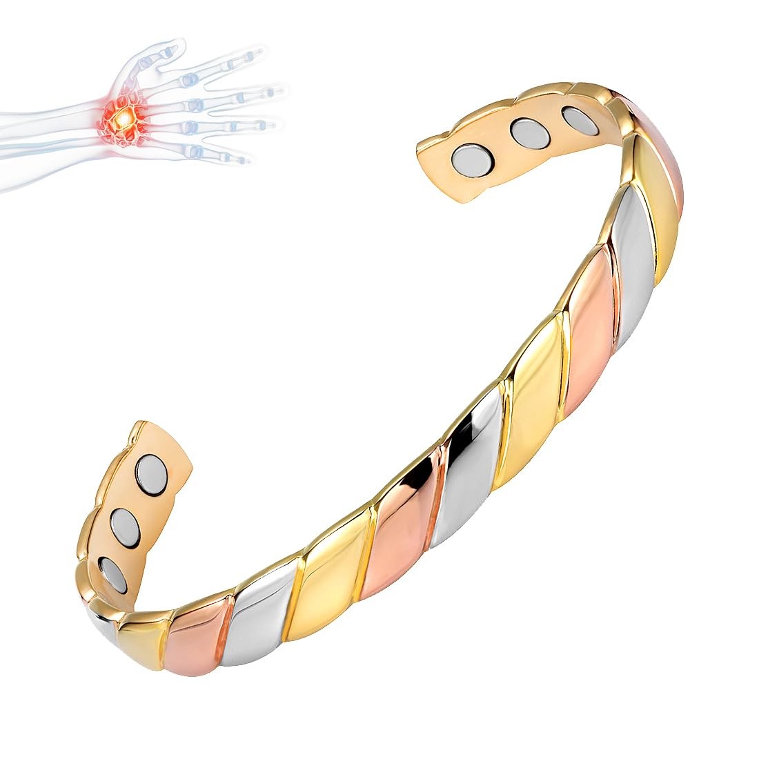Vicmag Copper Bracelet for Women Men Magnetic with Medium, Tricolor