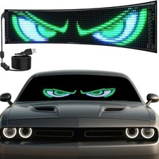 2 Pack LED Eyes for Car Windshield 23.4"x4.7", Programmable Animated Black