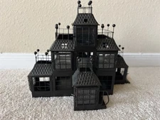 YANKEE CANDLE 2007 Haunted House Tea Light METAL Mansion Manor Black HUGE RARE