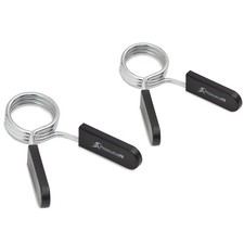ProsourceFit Olympic Barbell Spring Clip Collar 2-inch 1 Pair, Black/Silver