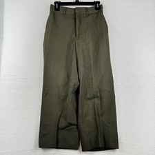 Vintage 80s US Army Military 29R Gabardine Green Wool Blend Trousers Pants 1980