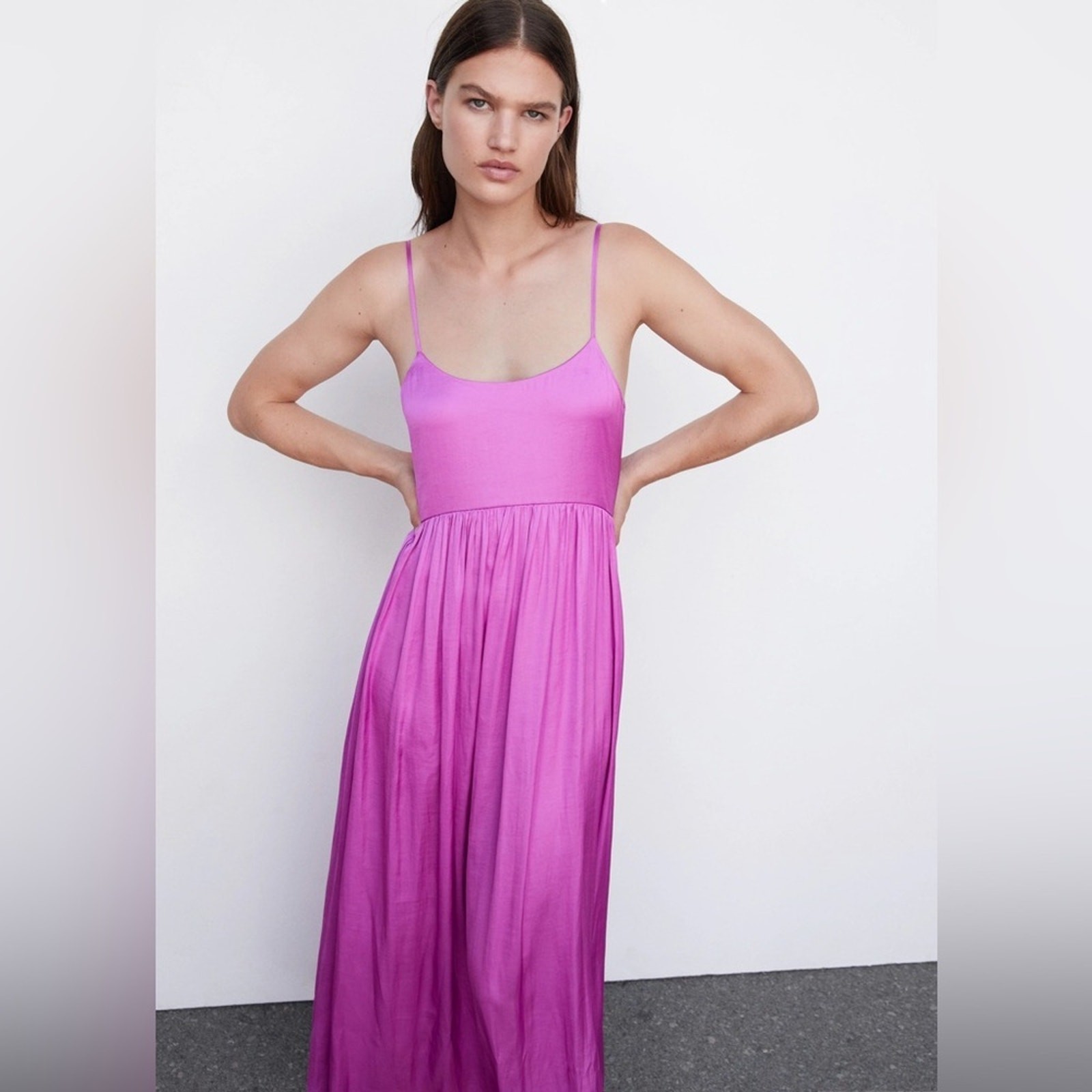 Mango Scoop Neck Satin Dress - image 3