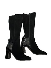 Moda In Pelle Black Suede Boots Size 7 (40) UK - new without box
