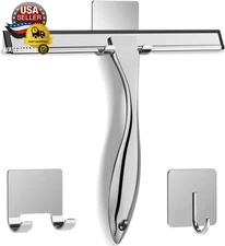 All-Purpose Stainless Steel Shower Squeegee for Shower Glass Door with 2 Adhesiv