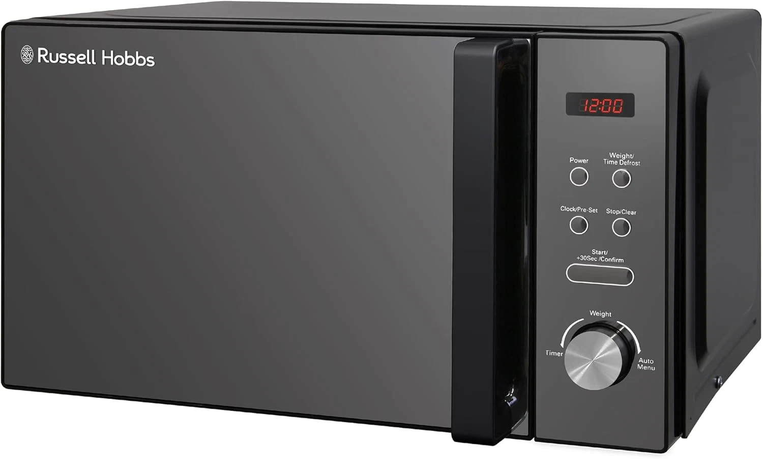 20L Digital Microwave 800W Black Mirror Door 5 Power Levels Auto Cook Timer