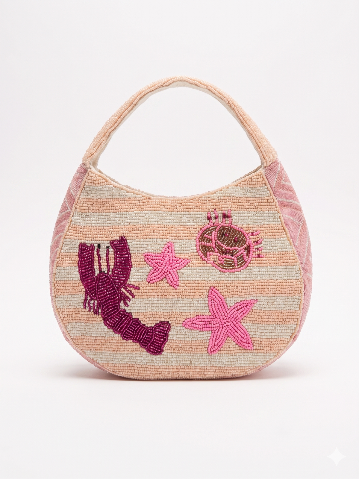 NWT Pink Beaded Lobster Shoulder Bag Coastal Beach Purse Sea Summer Style