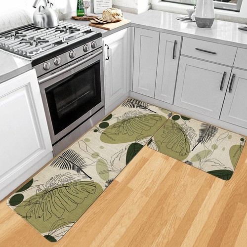 2 Pieces Kitchen Non Mats Standing Rugs And Skid Washable Natural Rubber Boho - Picture 3 of 7