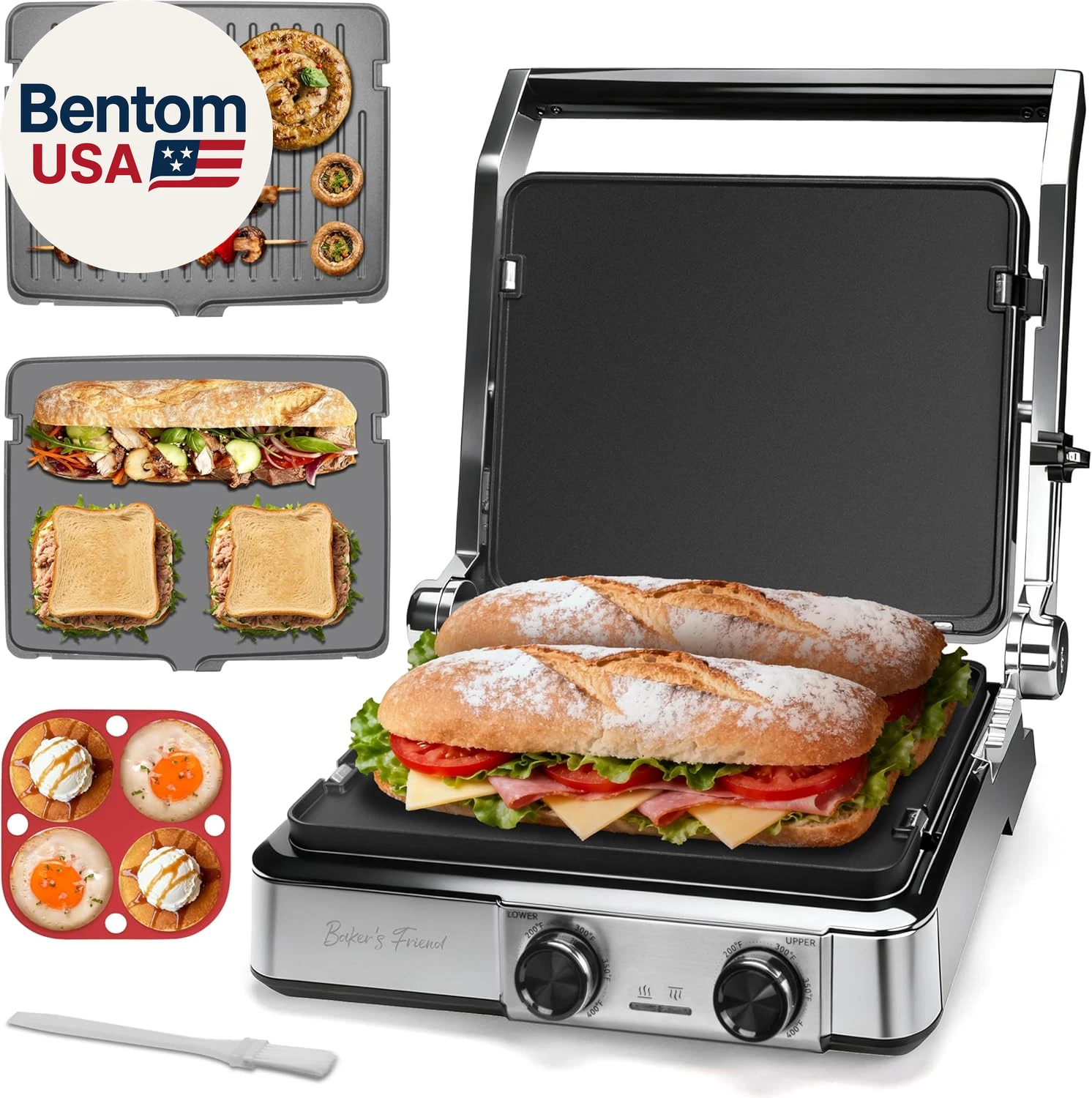 4-Slice Panini Press Grill Cheese Sandwich Maker, Electric Grill Indoor with Tem
Opens in a new wind