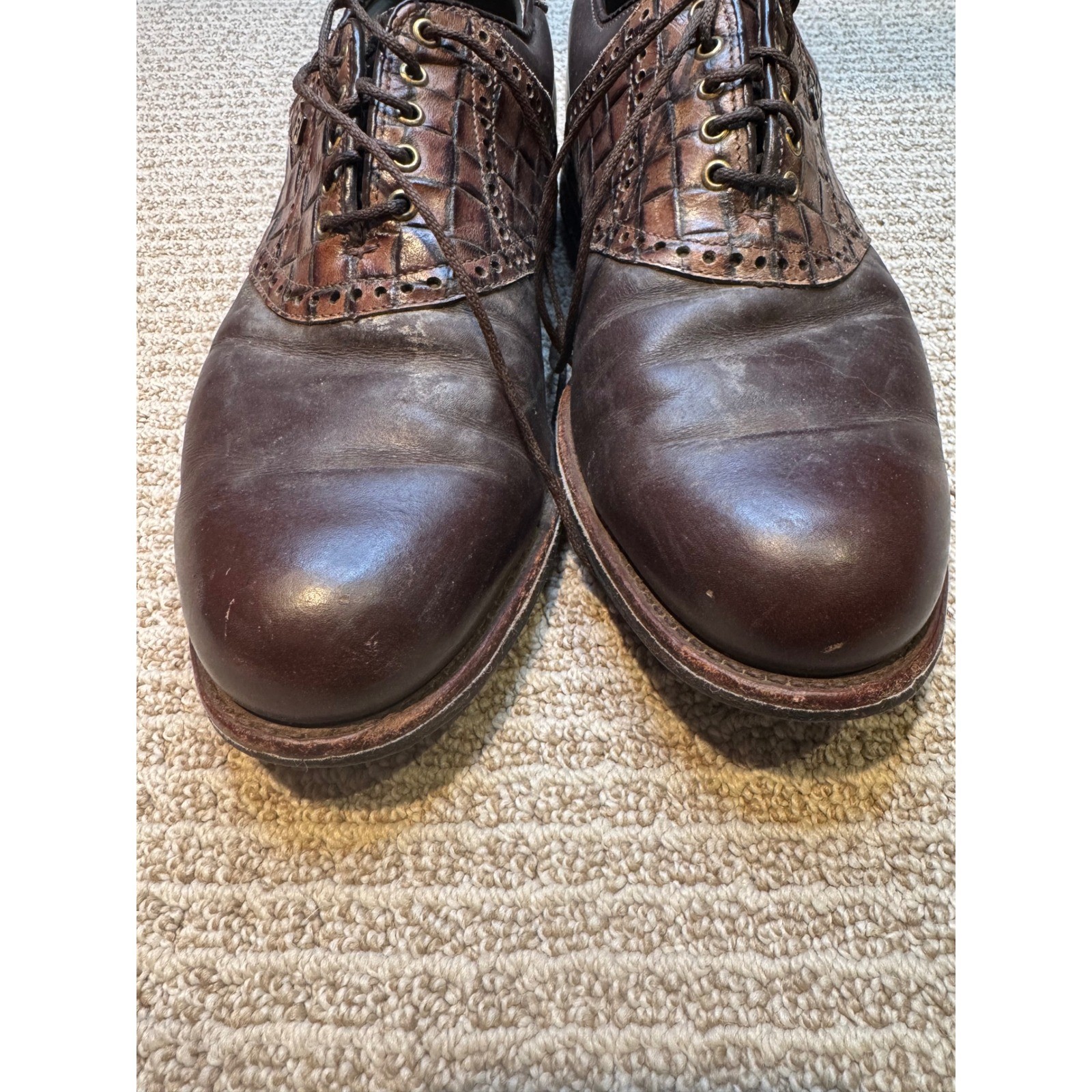 Mens 9 D Brown Leather Crocodile 83274