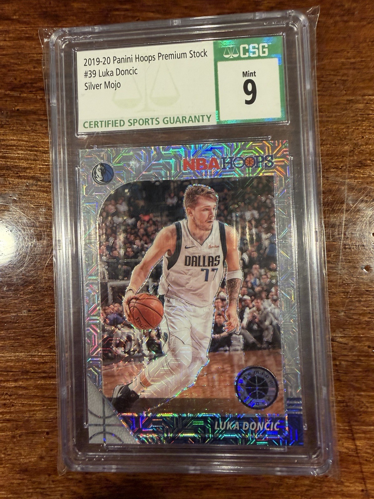 2019-20 Panini Hoops Premium Stock Silver Mojo Luka Doncic #39 CSG 9 Mint SSP view 1