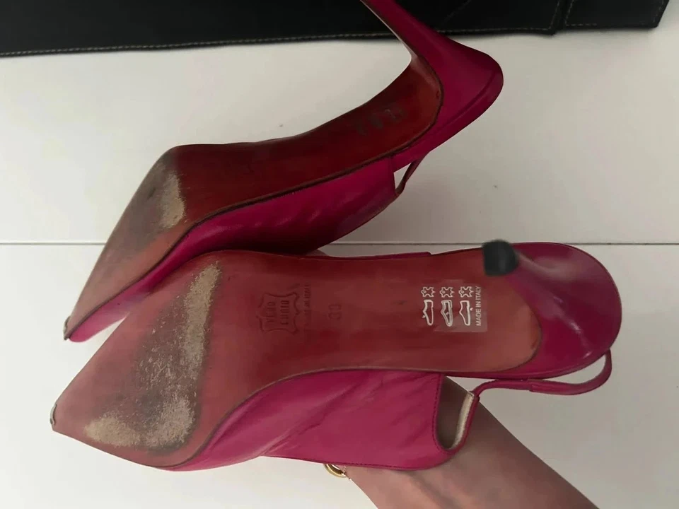 Escarpins Slingback Michel Perry Rose Vif/fuchsia, Pointure 38 - Photo 4/4