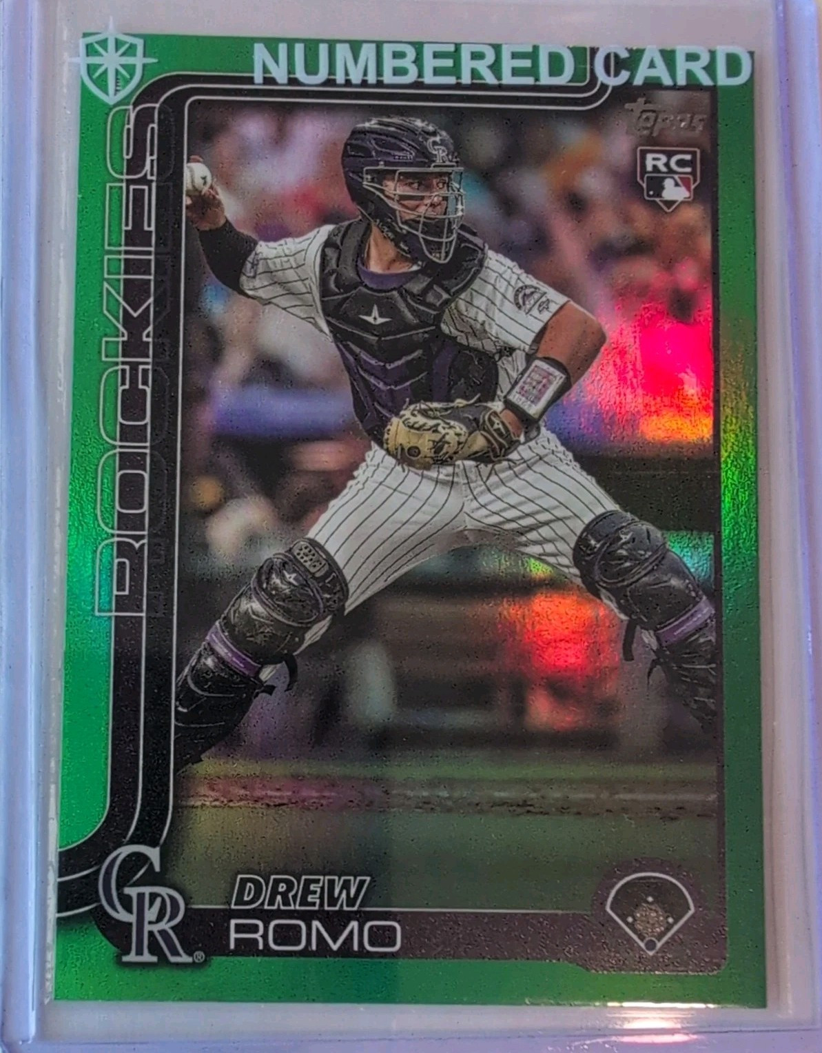 2025 Topps Series 1 Drew Romo #296 Green Foil RC  /99 Colorado Rockies Rookie