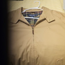 Polo Golf Ralph Lauren Beige Harrington Jacket Full Zip Logo Pockets XL