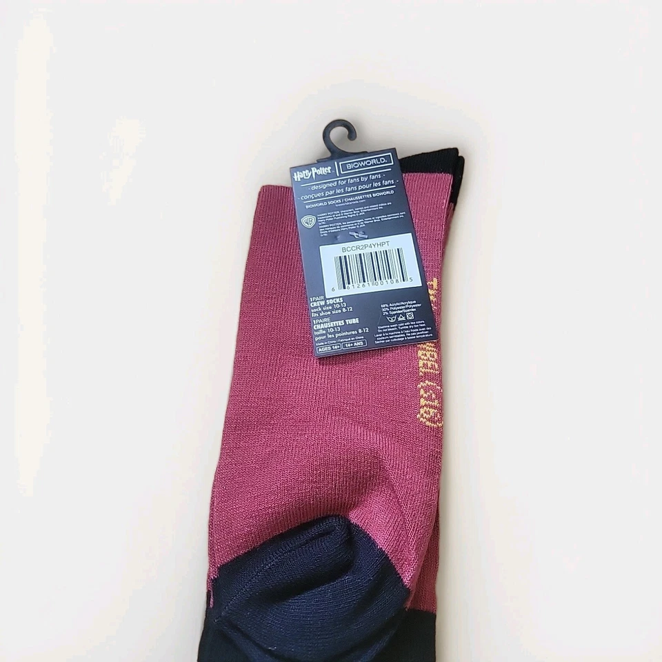 Gryffindor носки Гарри Поттер экипажа трубка Bioworld подходит носок размер 10-13 платье носок - Изображение 2 из 2