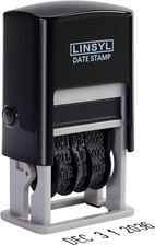 Self-Inking Date Stamp, 12-Year Adjustable Date Stamper with Built-In Black Ink