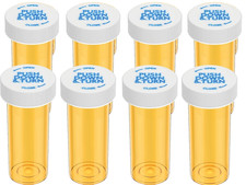 Lot of 8 Empty Clean Amber Rx Prescription Pill Bottles Crafts Hobby 13 Dram