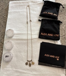 Authentic Alex And Ani Gold Plated Adjustable Necklace With 3 Charms