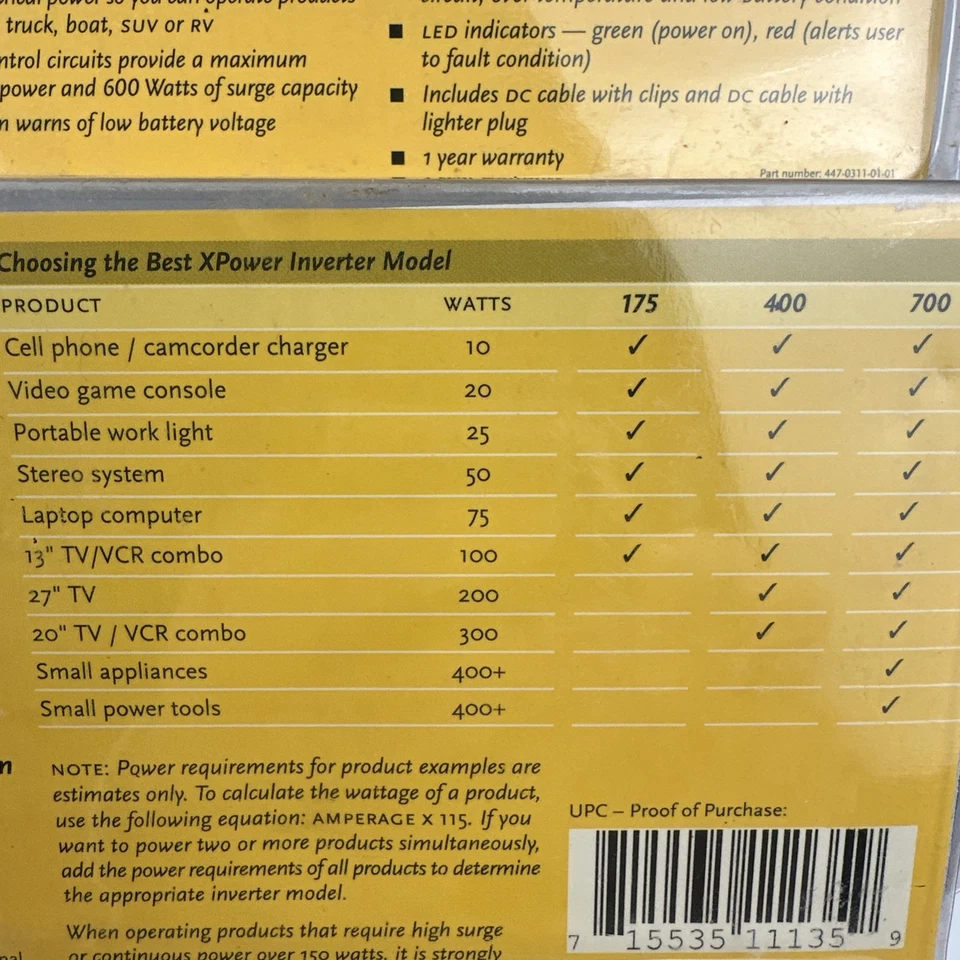 Xantrex XPower Inverter 400 Plus Input 12 DC Output 115 AC From Car Battery New - Image 3 of 3