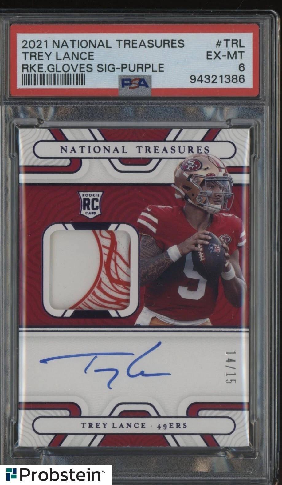 Trey Lance Panini National Treasures Rookie Gloves Signatures #TRL Purple