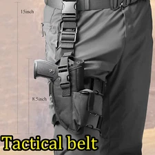 Tactical Right Hand Drop Leg Gun Holster Thigh Pistol Holster w/Magazine Pouch