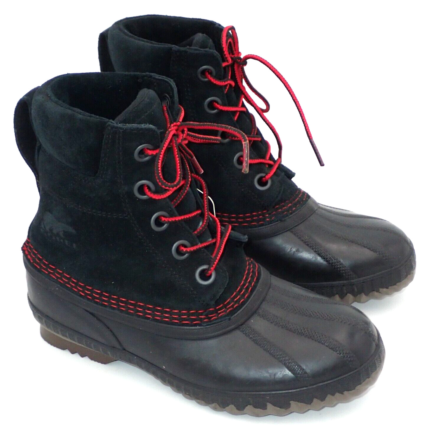 Sorel Boots Youth Cheyanne II Black Mountain Red NY2673-011 US Size 4Y Wns 5.5-6