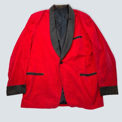 Vintage Smoking Jacket Regal RED CORDUROY 1950s Blazer Sports Coat 50s - Picture 1 of 5