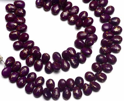 Natural Gem Purple Copper Turquoise 7x10MM Approx Smooth Pear Shape Briolettes6''