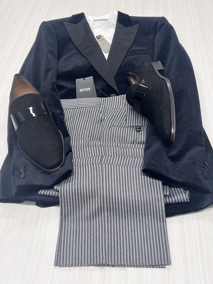 HUGO BOSS SLIM FIT TEXTURED VELVET TUX/DINNER JKT SIZE 38L - Image 2 of 4