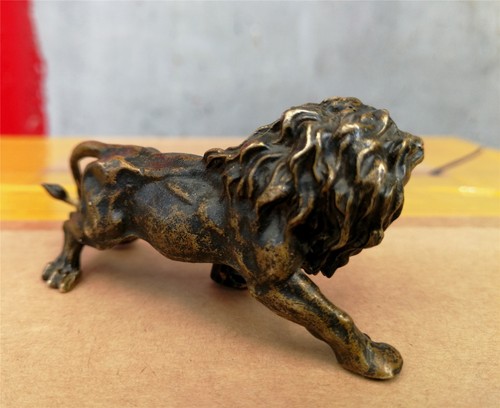 collectable Antique bronze copper lion lions foo fu dog Lucky decoration statues - Picture 4 of 5