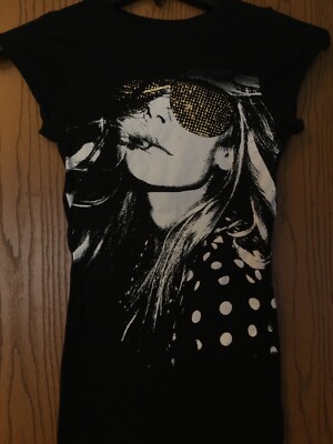 Miley Cyrus - With Gold Sunglasses - Black Shirt - Ladies - S