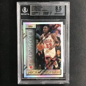 1996-97 Topps Michael Jordan Holding Court Refractor With Peel No Hc2 Bgs 8.5 43